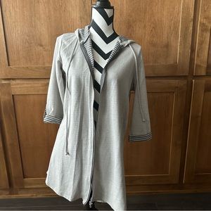 Blue Caribbean Beachwear || gray long zip up jacket